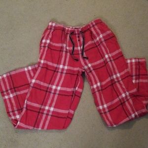 Red and white pajama pants